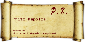 Pritz Kapolcs névjegykártya